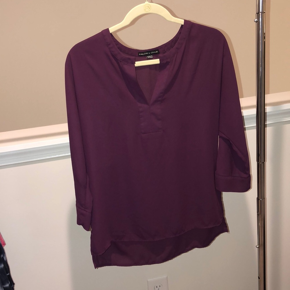 Harlowe & Graham purple sheer long sleeve top